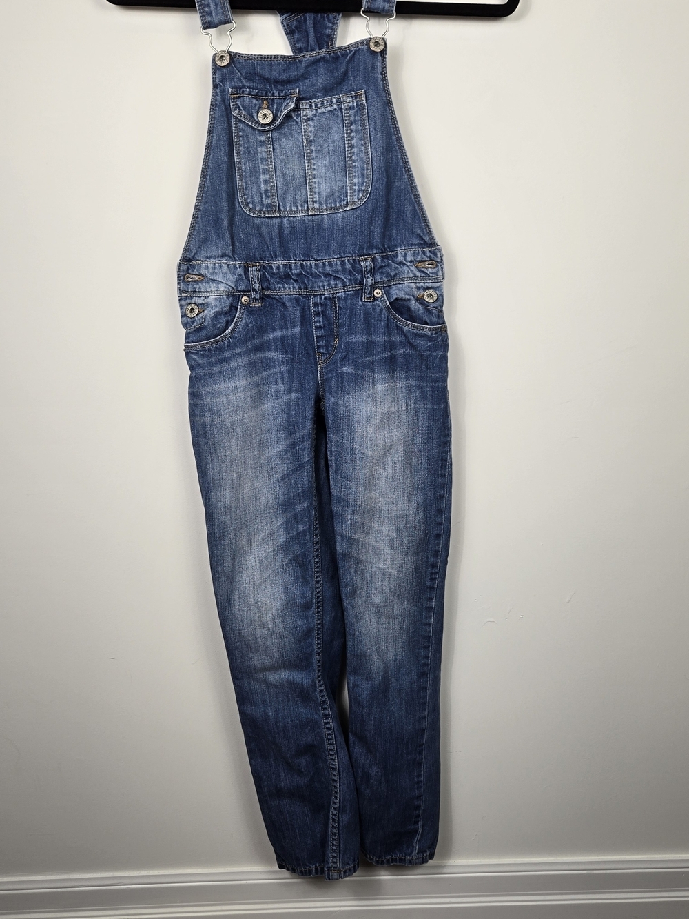 Levi’s Kids Denim Overalls Size 10 Regular Vintage Wash Straight Leg Y2K Style